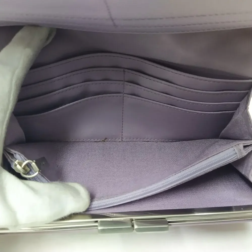 HOBO International Light Purple Leather Quilted Credit Card Bifold Wallet